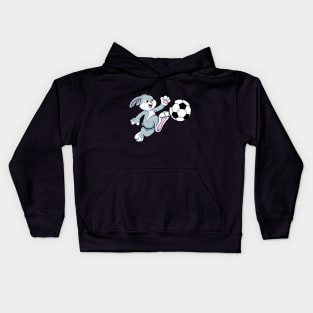 Rabbit as Soccer player with Soccer ball Kids Hoodie
